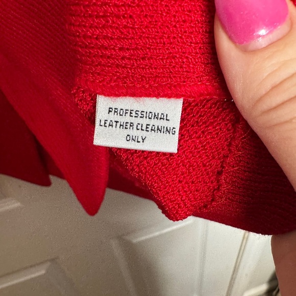 ST. JOHN collection vintage red santana knit blazer leather accents size 2 - Picture 6 of 9